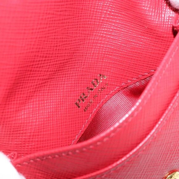 PRADA Card Case Safiano leather Red Gold Auth 140692 - Picture 10 of 16